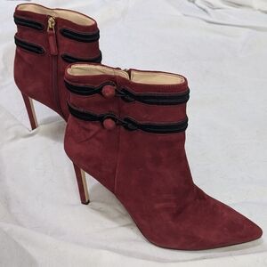 Nine West Maroon Heeled Boots with Black Trim